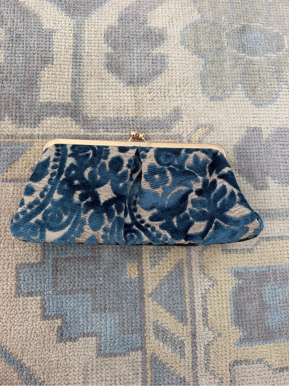 Glenda Gies blue clutch handbag evening